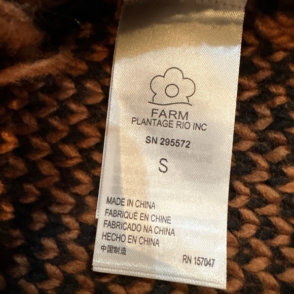 Farm Rio Midnight leopard print sweater pullover fringe caramel black size small - Picture 8 of 12